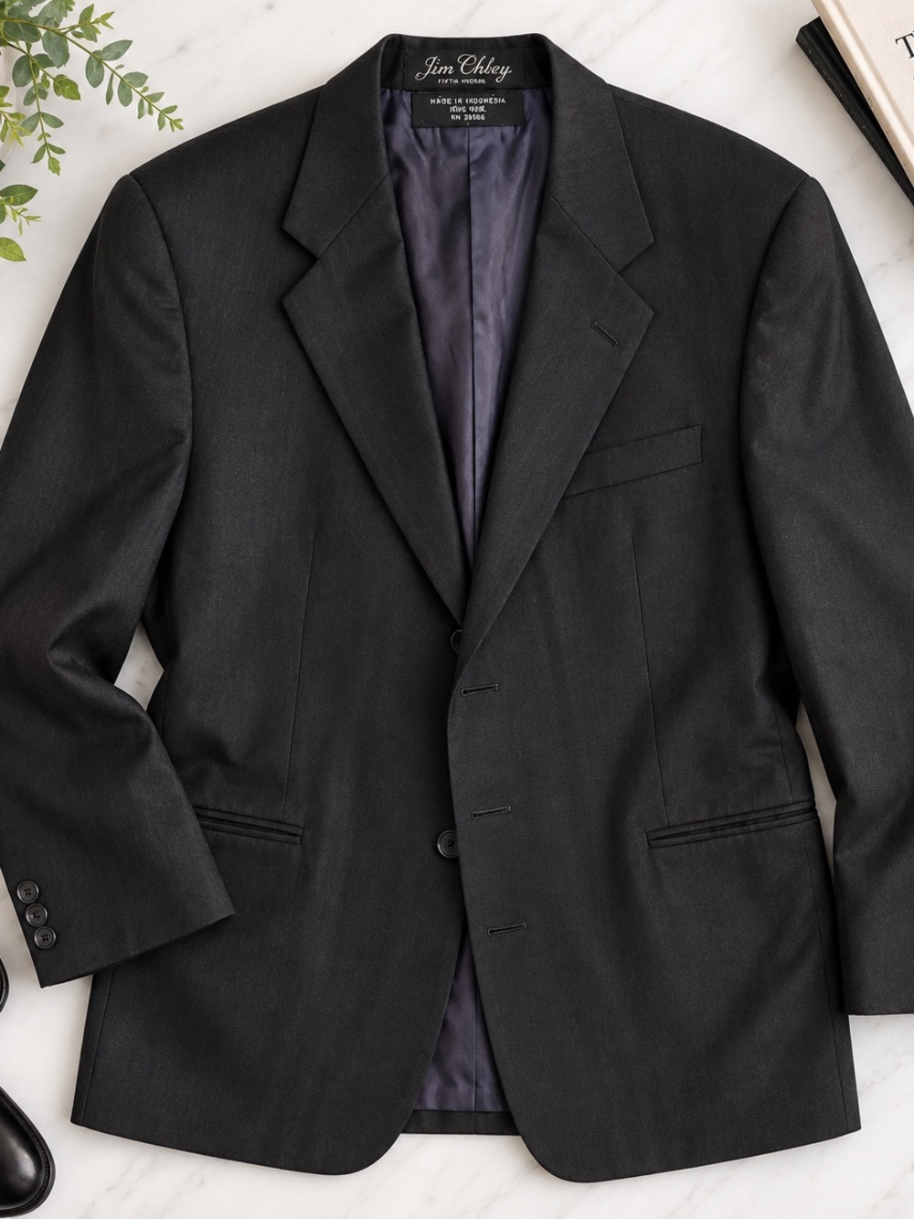 Jim Chley Fifth Avenue Men’s 41L Black 100% Wool Blazer